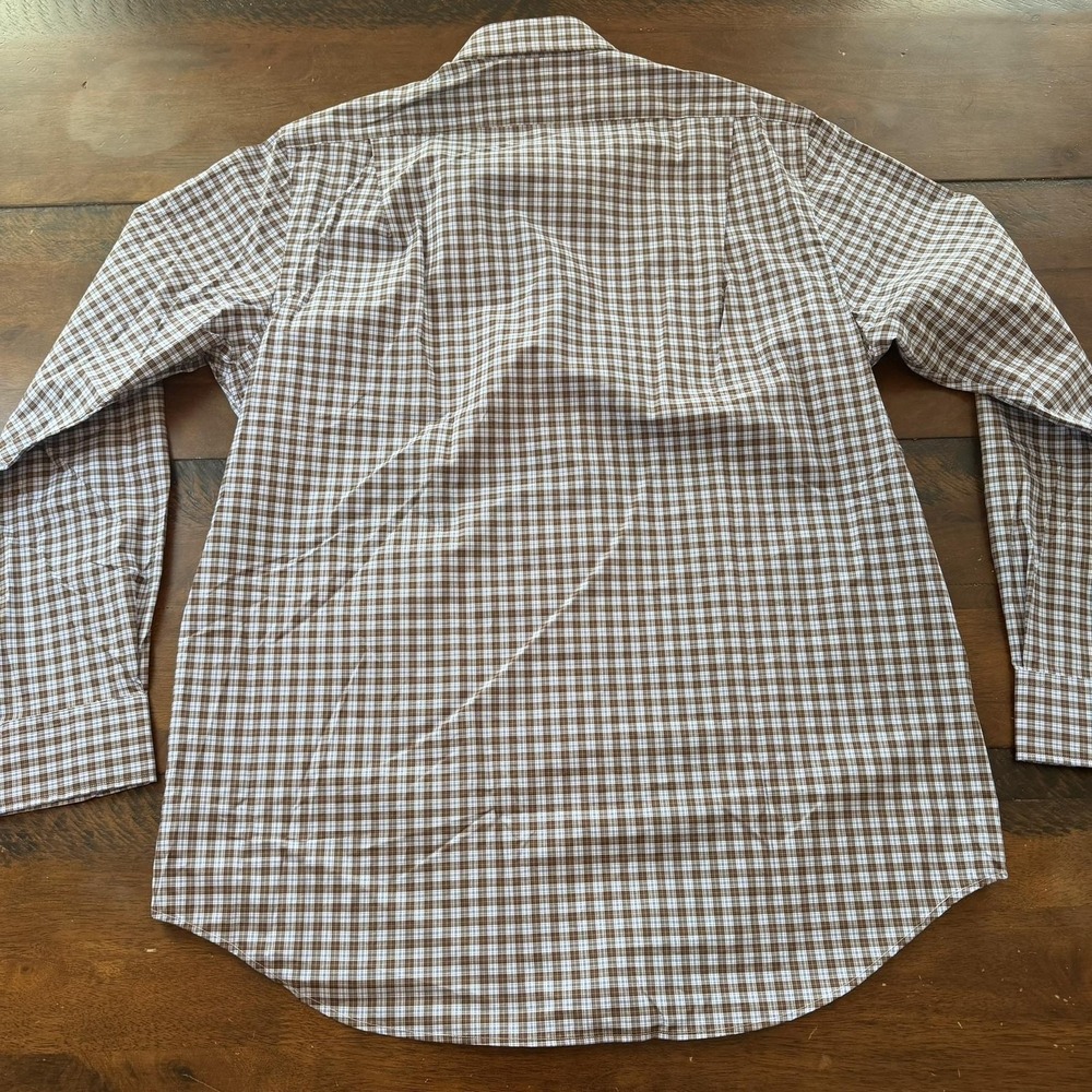 Polo Ralph Lauren Shirt Mens Large Brown Plaid Classic Fit Cotton Stretch Long - Picture 6 of 7